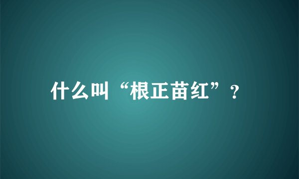 什么叫“根正苗红”？