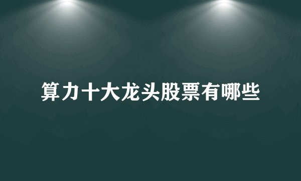 算力十大龙头股票有哪些