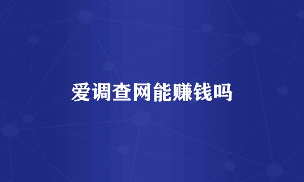 爱调查网能赚钱吗