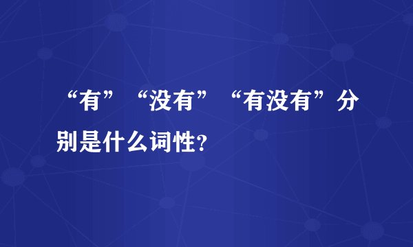 “有”“没有”“有没有”分别是什么词性？