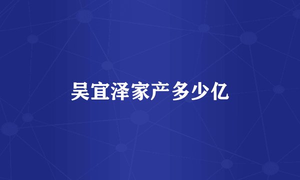 吴宜泽家产多少亿
