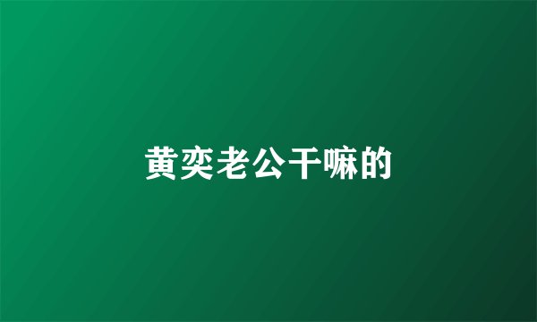 黄奕老公干嘛的