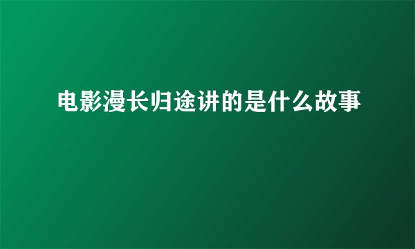电影漫长归途讲的是什么故事