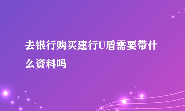 去银行购买建行U盾需要带什么资料吗