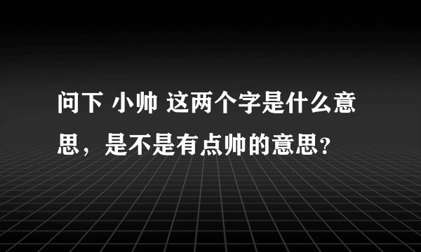 问下 小帅 这两个字是什么意思，是不是有点帅的意思？