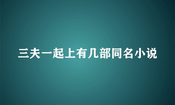 三夫一起上有几部同名小说