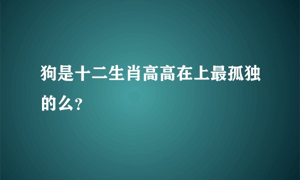 狗是十二生肖高高在上最孤独的么？