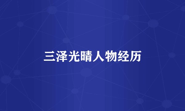 三泽光晴人物经历