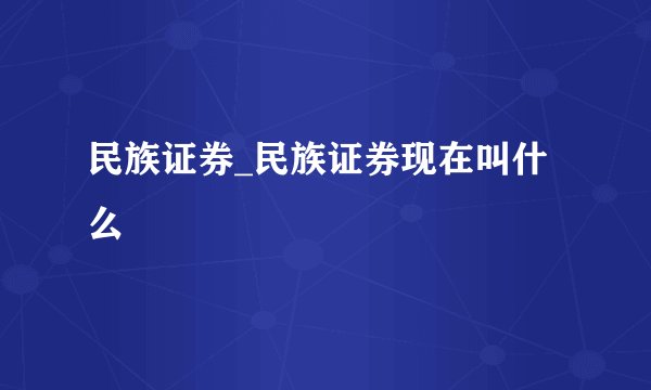 民族证券_民族证券现在叫什么