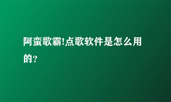 阿蛮歌霸!点歌软件是怎么用的？