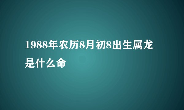 1988年农历8月初8出生属龙是什么命