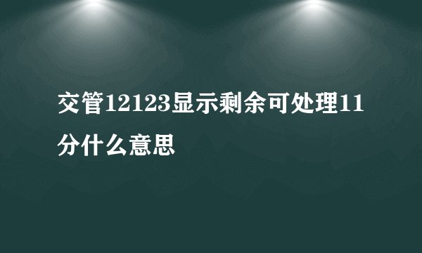 交管12123显示剩余可处理11分什么意思