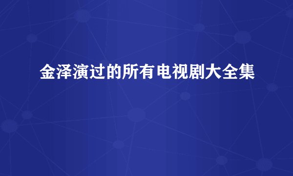 金泽演过的所有电视剧大全集