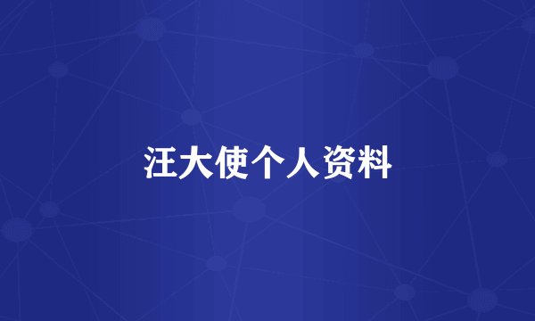 汪大使个人资料