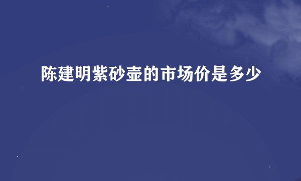 陈建明紫砂壶的市场价是多少