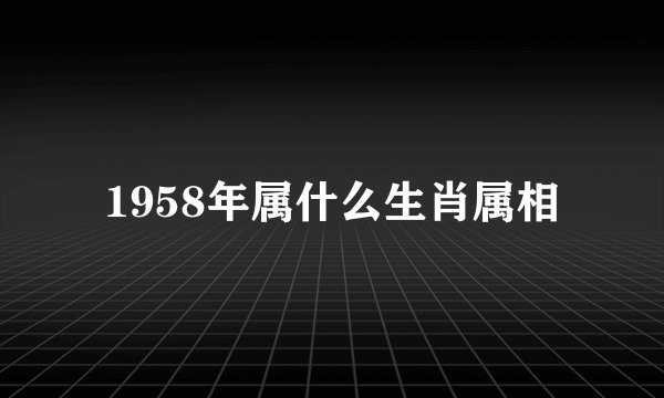 1958年属什么生肖属相