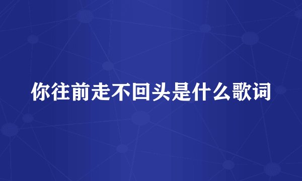 你往前走不回头是什么歌词