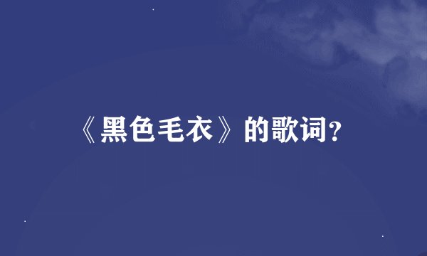 《黑色毛衣》的歌词？
