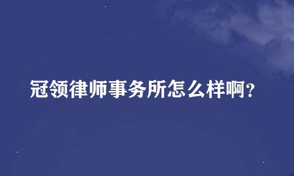 冠领律师事务所怎么样啊？