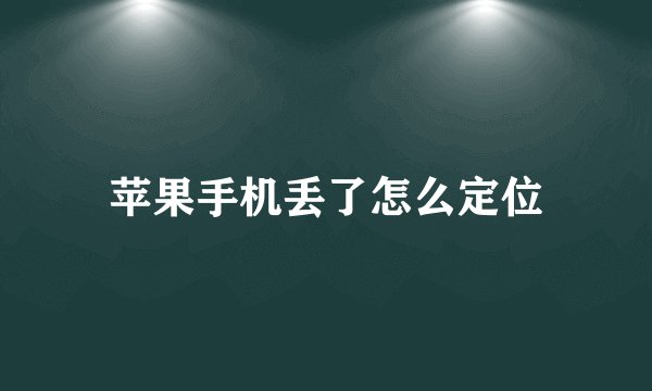 苹果手机丢了怎么定位