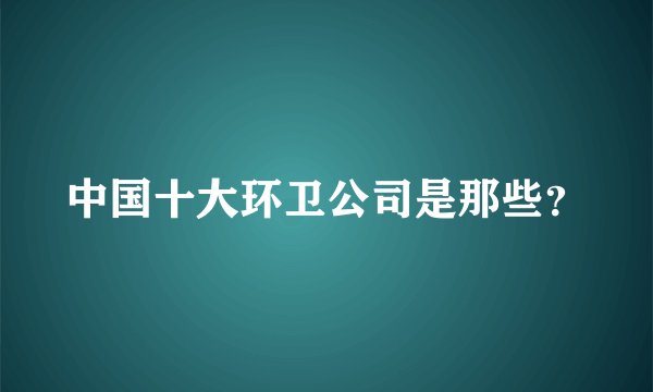 中国十大环卫公司是那些？