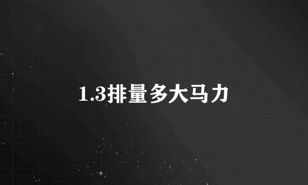 1.3排量多大马力