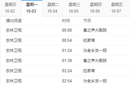 农林卫视节目表