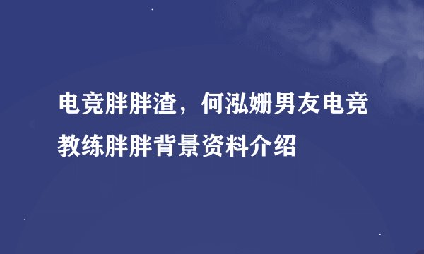 电竞胖胖渣，何泓姗男友电竞教练胖胖背景资料介绍