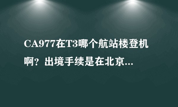 CA977在T3哪个航站楼登机啊？出境手续是在北京办还是厦门办？
