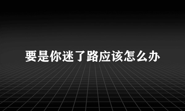 要是你迷了路应该怎么办