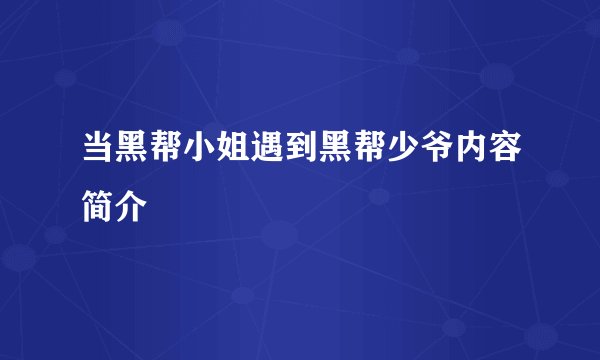 当黑帮小姐遇到黑帮少爷内容简介