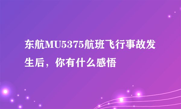 东航MU5375航班飞行事故发生后，你有什么感悟