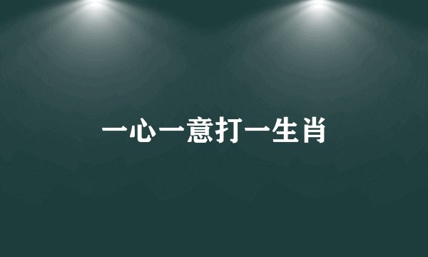 一心一意打一生肖
