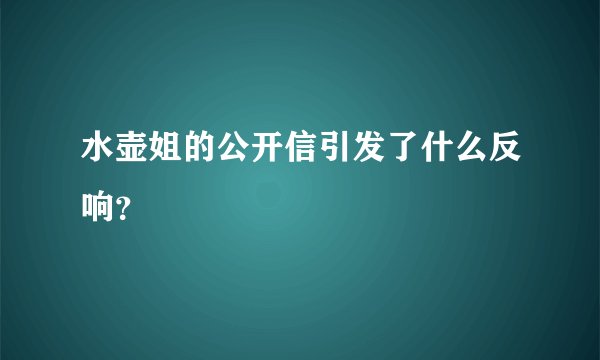 水壶姐的公开信引发了什么反响？