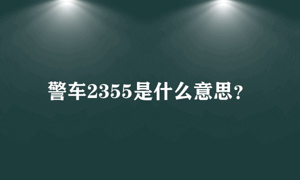 警车2355是什么意思？