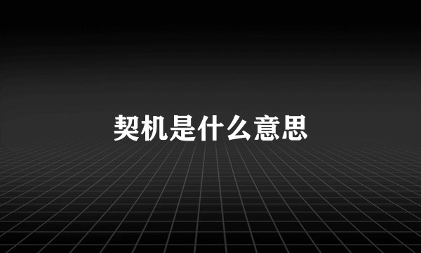 契机是什么意思