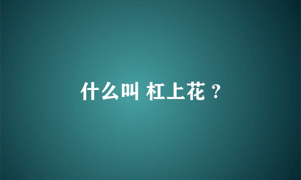 什么叫 杠上花 ?