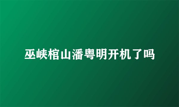 巫峡棺山潘粤明开机了吗