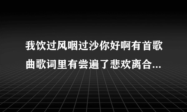 我饮过风咽过沙你好啊有首歌曲歌词里有尝遍了悲欢离合才肯把岁月酿成一段佳