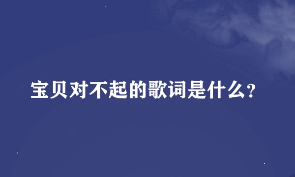 宝贝对不起的歌词是什么？