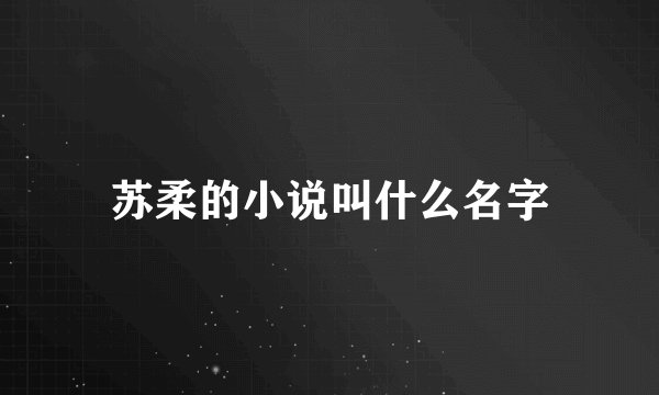 苏柔的小说叫什么名字