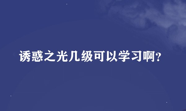 诱惑之光几级可以学习啊？