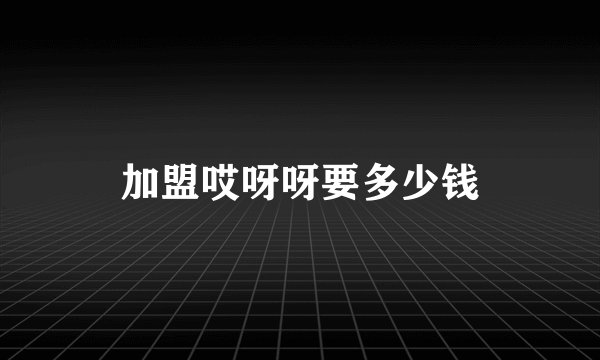 加盟哎呀呀要多少钱