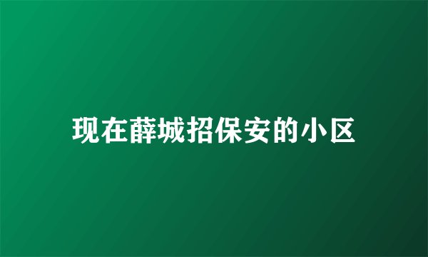 现在薛城招保安的小区