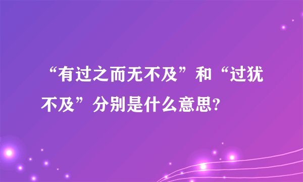 “有过之而无不及”和“过犹不及”分别是什么意思?