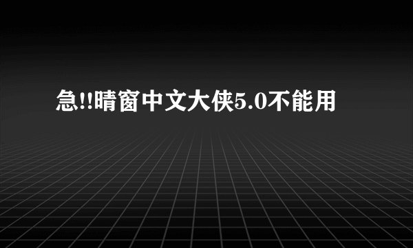 急!!晴窗中文大侠5.0不能用