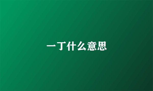 一丁什么意思