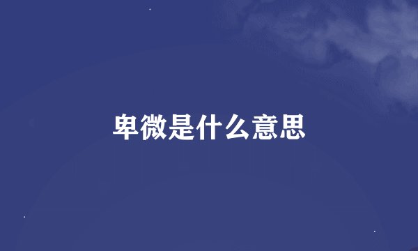 卑微是什么意思
