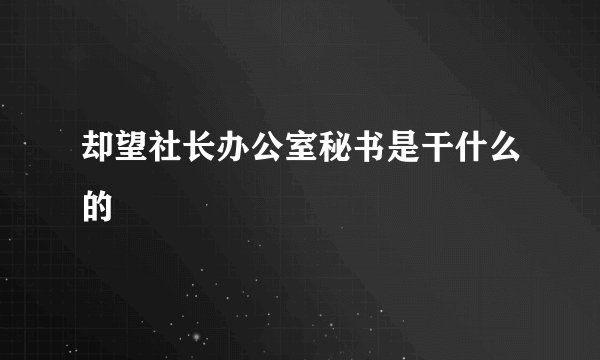 却望社长办公室秘书是干什么的