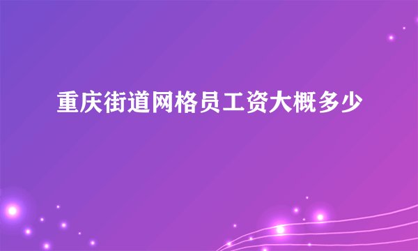 重庆街道网格员工资大概多少